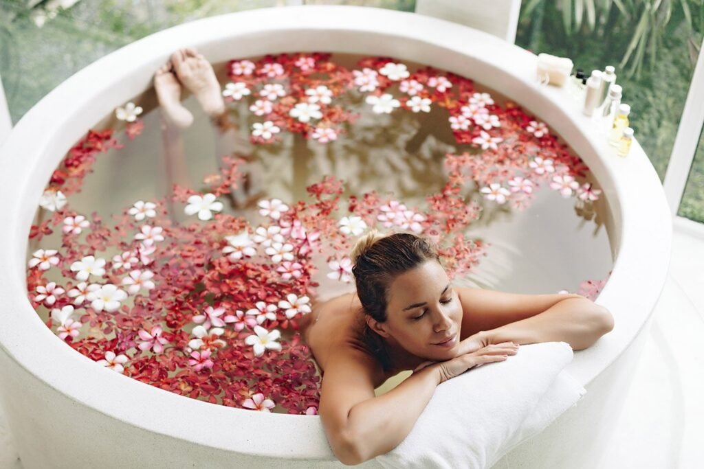 "Suggestion to rest in a comfortable area of your home following spa treatments, aiming to prolong the serene ambiance. This approach is inspired by the relaxed and leisurely atmosphere typical of Dubai's finest spas."