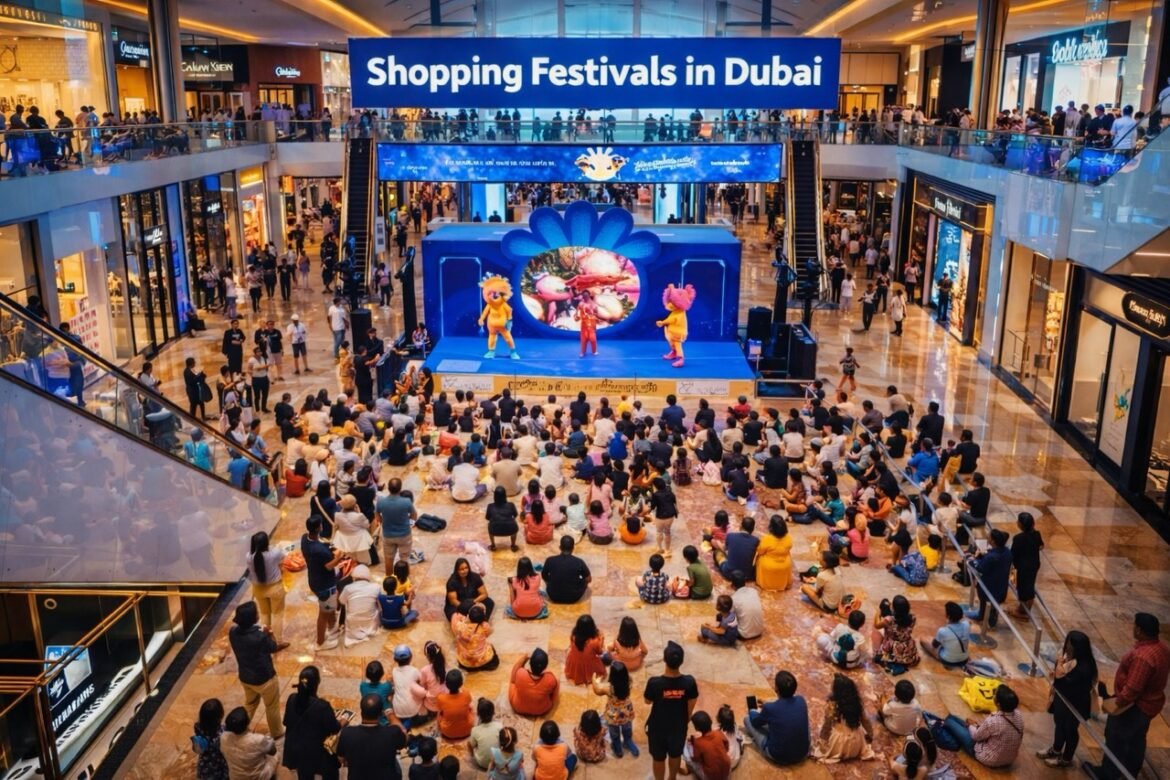 shopping festivals in dubai event inside a major mall with live performances and large crowd