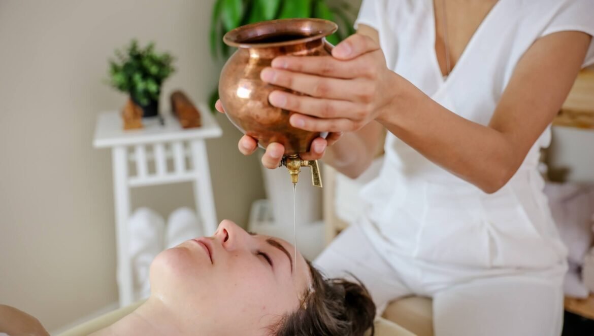 Ayurvedic detox therapy in Dubai using warm oil treatment for deep relaxation, stress relief, and holistic wellness