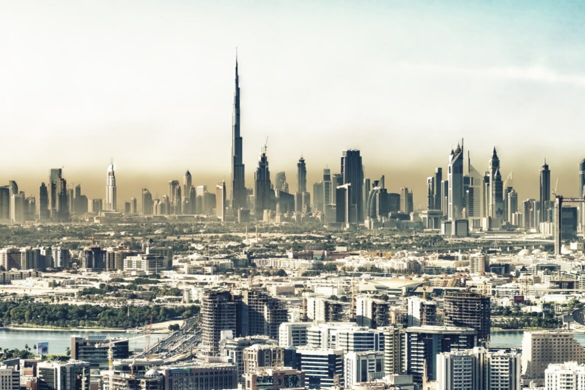 Dubai skyline with Burj Khalifa showcasing modern urban architecture