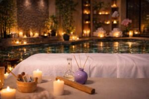 Reliable home spa experiences in Dubai with a calm candlelit wellness setting