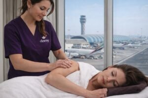 home spa service in dubai delivered by a certified therapist with calm technique and airport city view